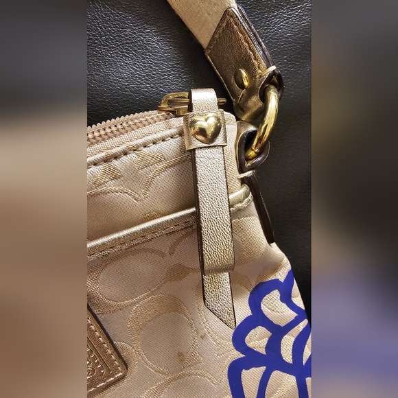 Coach Daisy Floral print Y2K Cream canvas Signature Swing Poppy Crossbody EUC - Picture 4 of 16